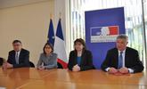 Photo du point presse de présentation de la nouvelle Directrice de cabinet du Préfet et de la nouvelle Secrétaire générale adjointe du SGAMI pour la zone de défense et de sécurité Ouest