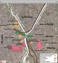 Situation de l’itinéraire reliant le centre de Lille et le quartier de Fives