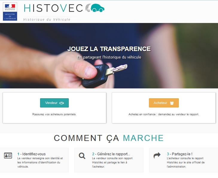 Histovec : service gratuit et officiel pour accéder à l'historique d'un  véhicule d'occasion