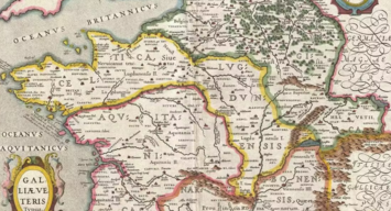 Carte de la Gaule romaine avec l'immense espace aquitanique © Crédit photo  document Johannes janssonius (1657)CARTESFRANCE.fr